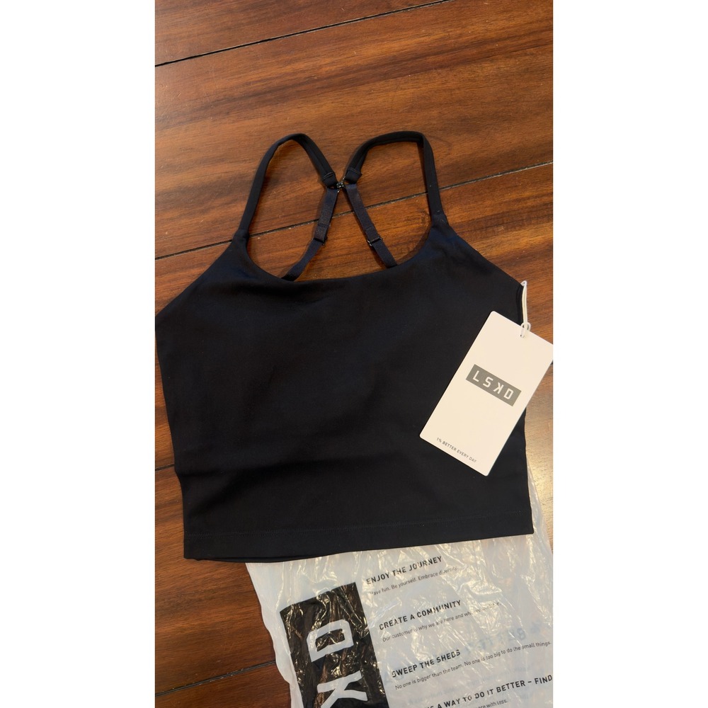 LSKD Twist Performance Tank with Shelf Bra Black Women XS Zephyr Fabric NWT NEW - Picture 14 of 16